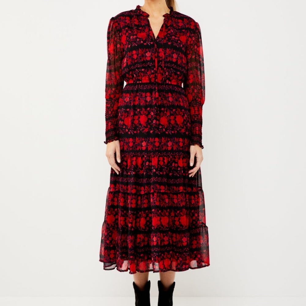 Bb Dakota X Steve Madden It's A Moment Floral Stripe Long Sleeve Midi Dress